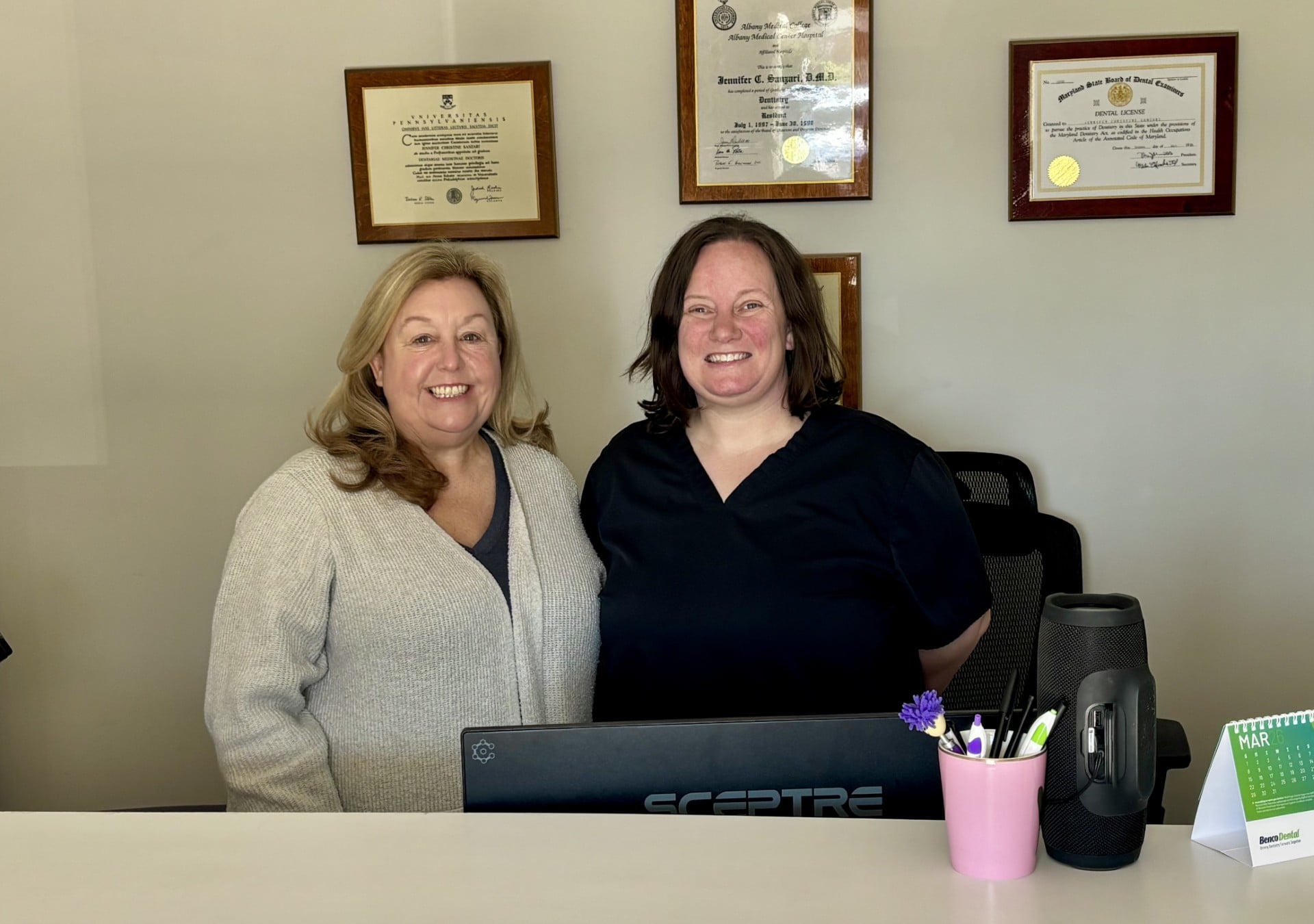 Two people that work at the dental office